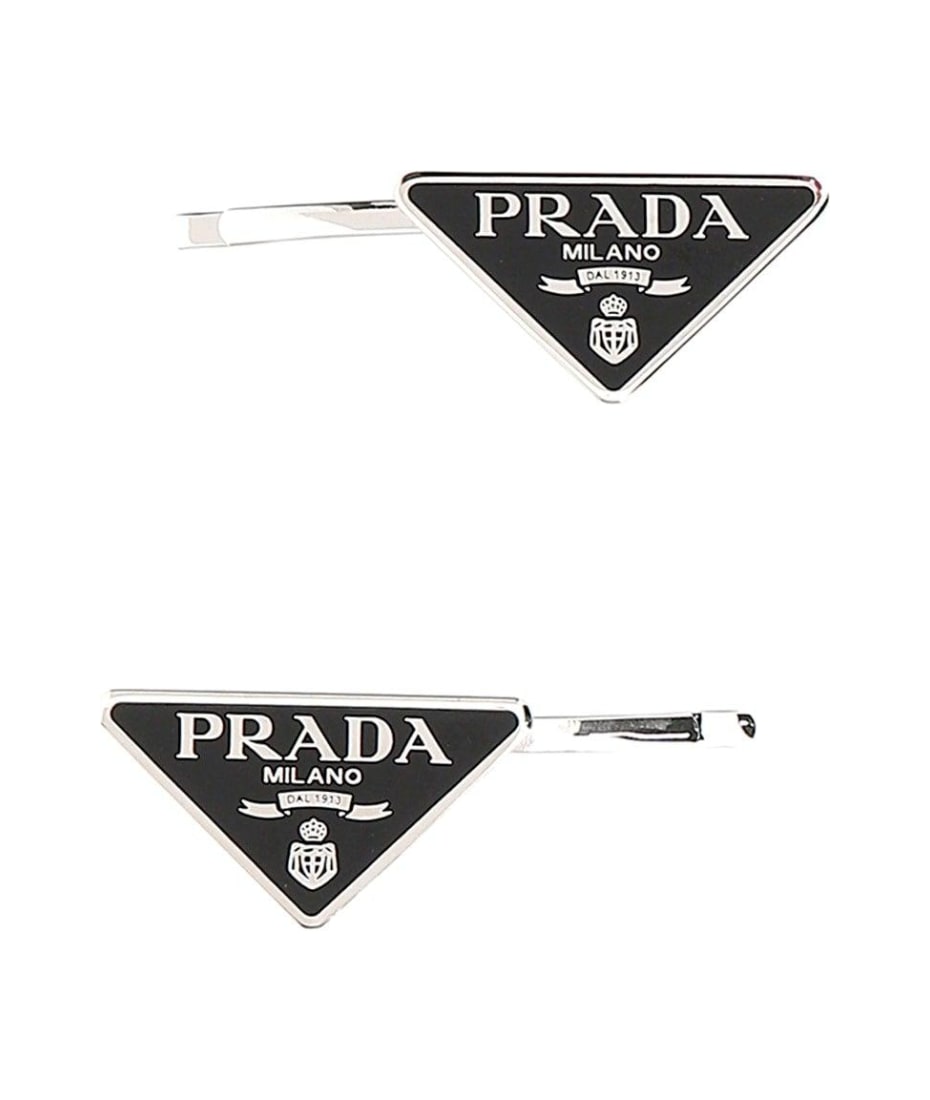 Prada Triangle Logo Hair Clip Set | italist