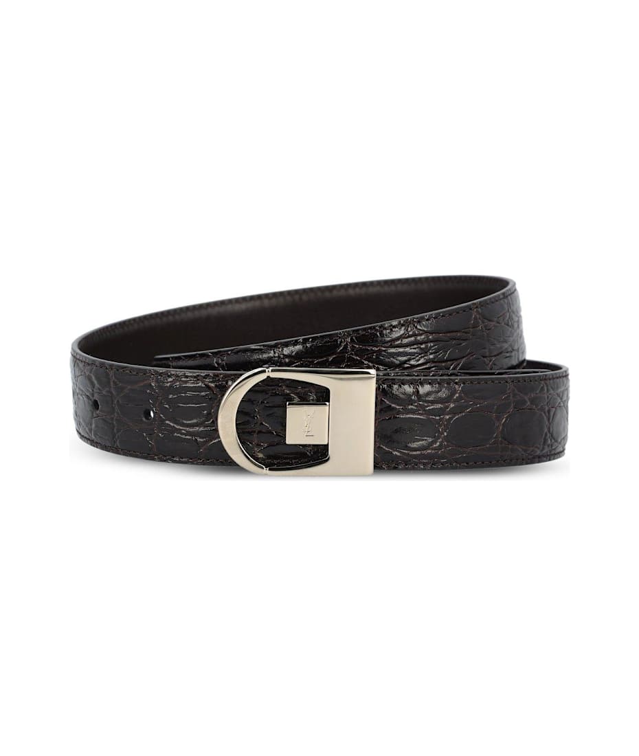 【Saint Laurent】ロゴ プレート ベルト Saint Laurent Logo Engraved Reversible Belt | italist