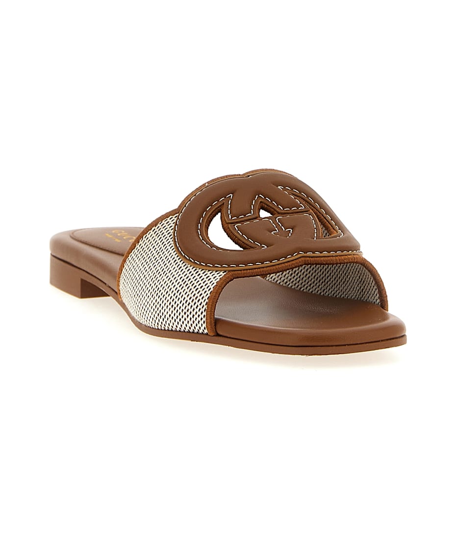 【GUCCI】 'Incrocio GG' sandals ブラウン Gucci 'incrocio Gg' Sandals | italist