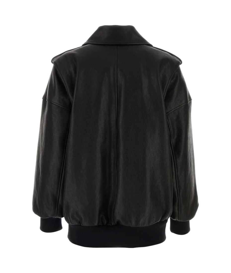 Alexander McQueen Black Leather Oversize Jacket | italist Alexander McQueen Black Leather Oversize Jacket | italist