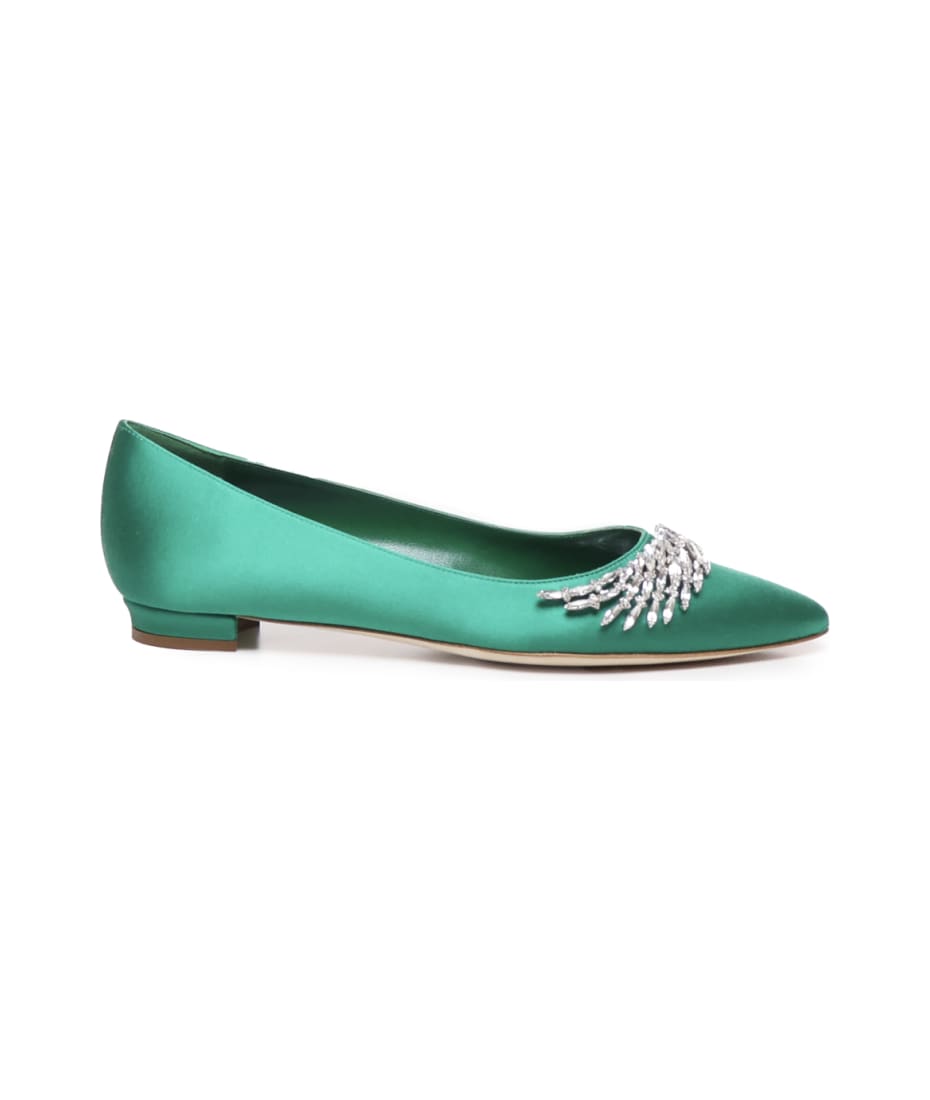 Manolo Blahnik Flat Pumps With Satin Jewel Buckle | italist