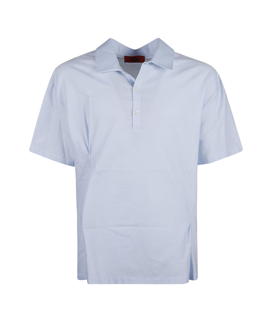 FourTwoFour on Fairfax Two-buttoned Short-sleeved Shirt - Azure