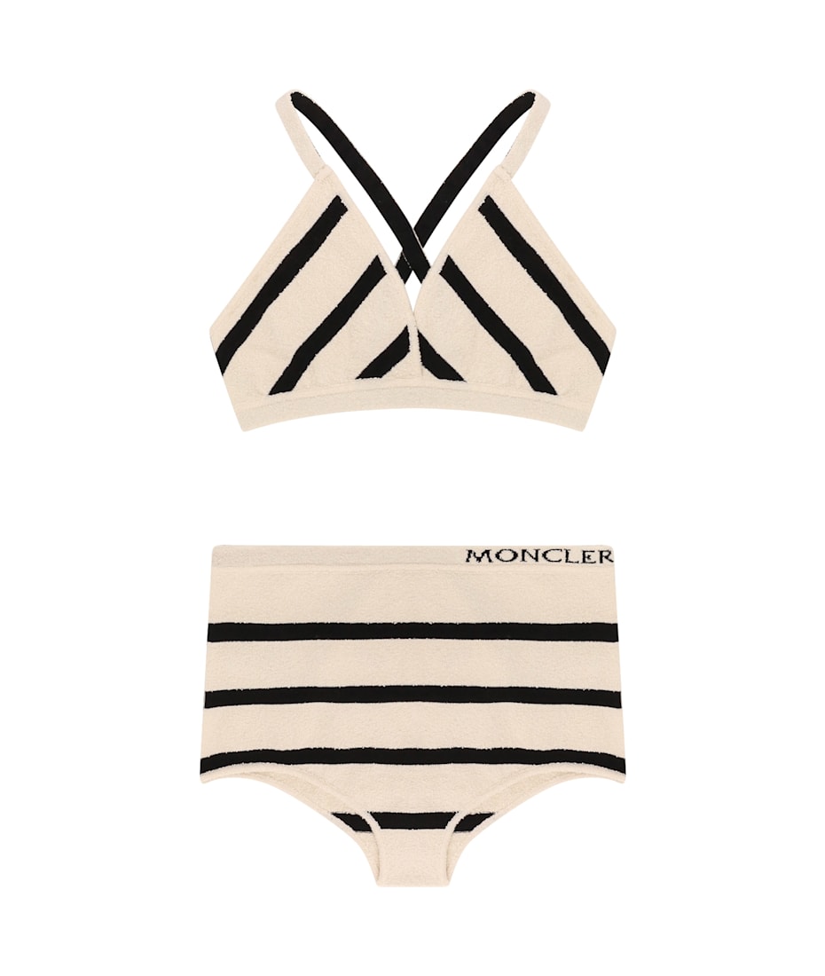 Tシャツ・カットソー MONCLER Top and culotte striped cotton blend set Bianco Moncler Top And Culotte Striped Cotton Blend Set in White | Lyst