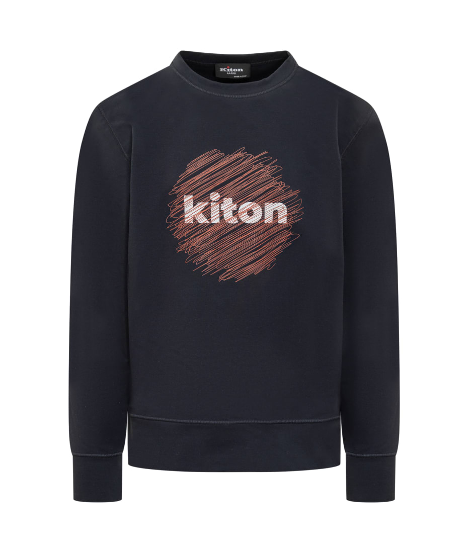 Kiton Cotton Sweatshirt with Graphic Print