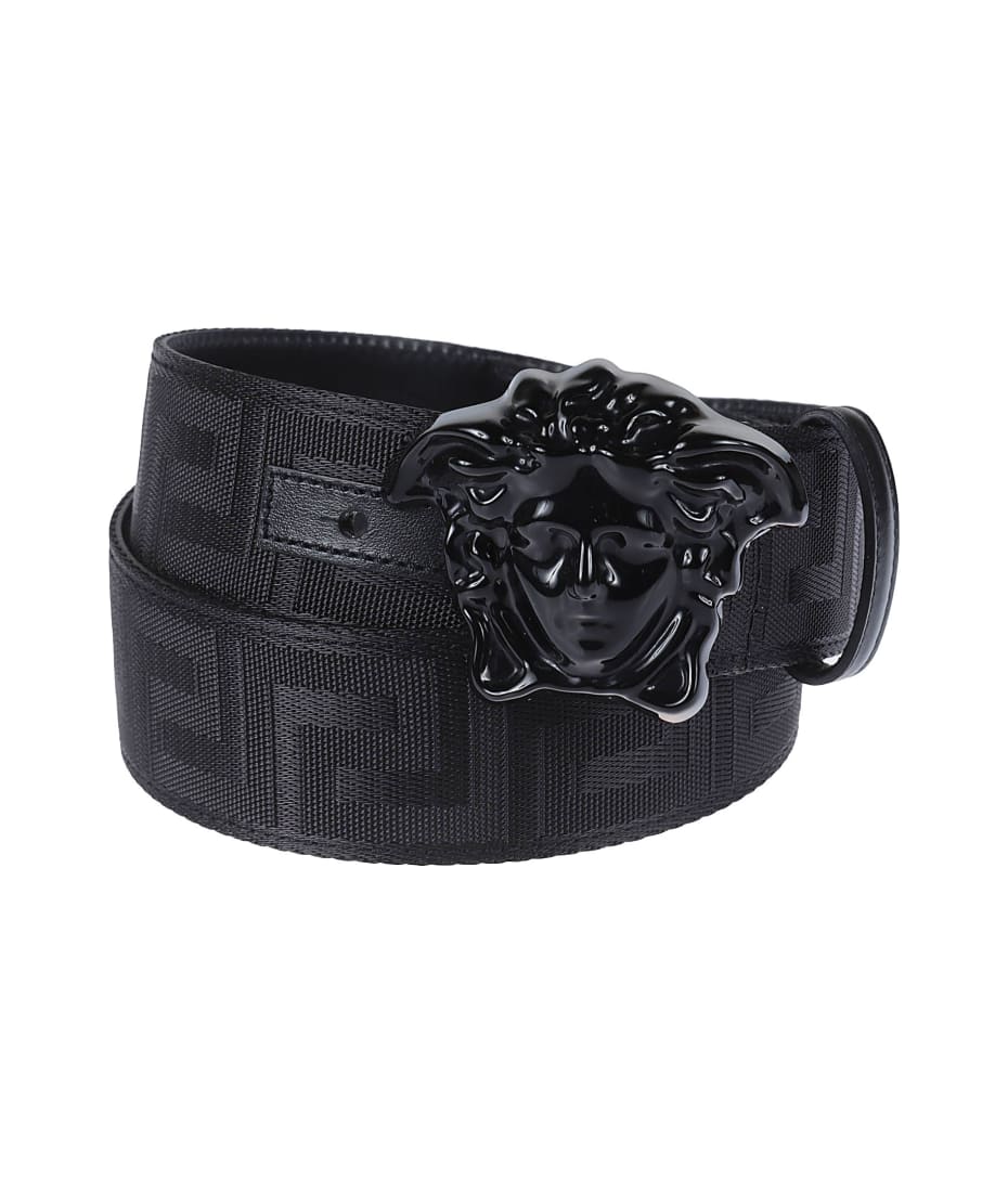Versace Logo Medusa Buckle Belt - Black