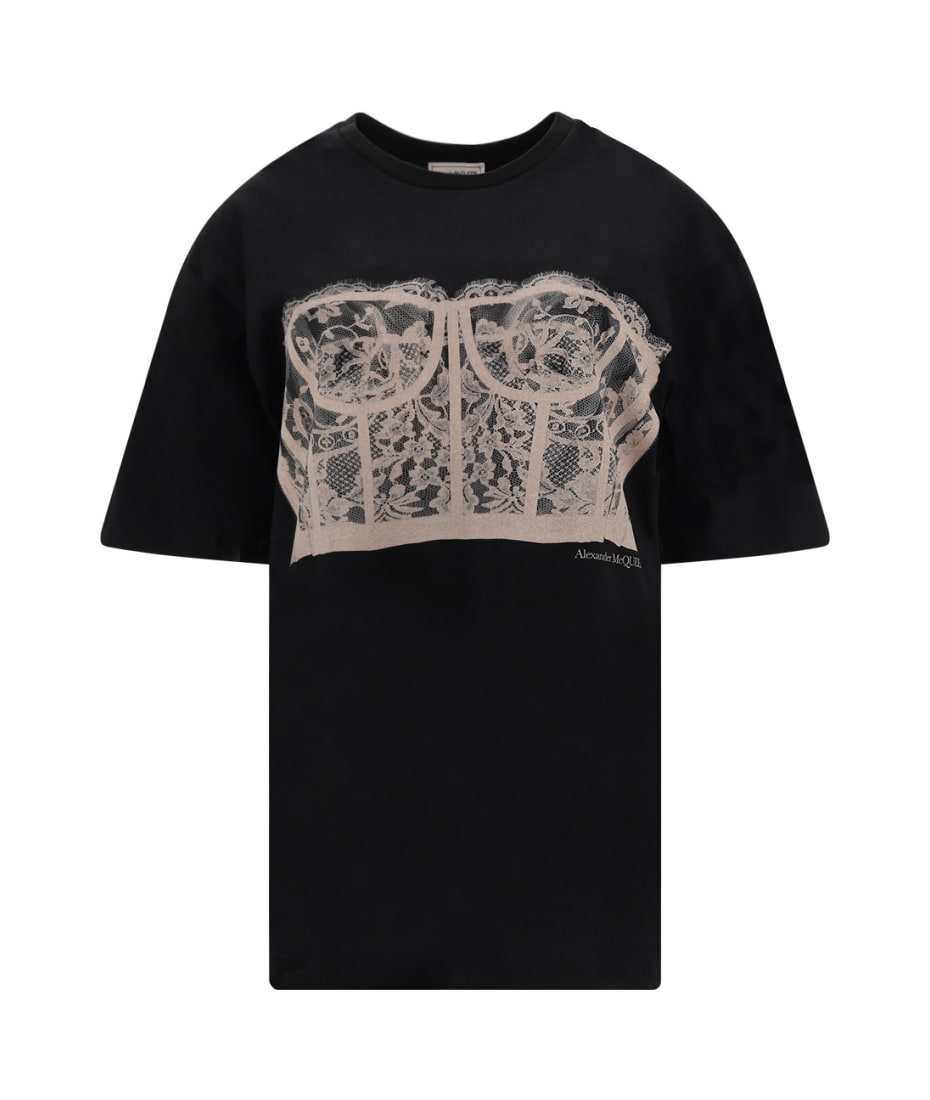 Alexander McQueen Lace Corset T-shirt | italist