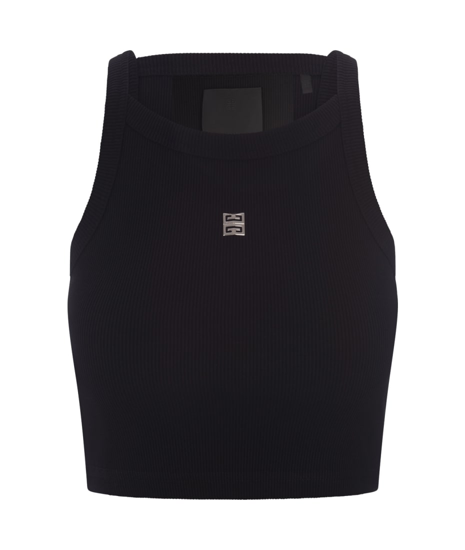 Givenchy Black Crop Top With Logo Plaque | italist