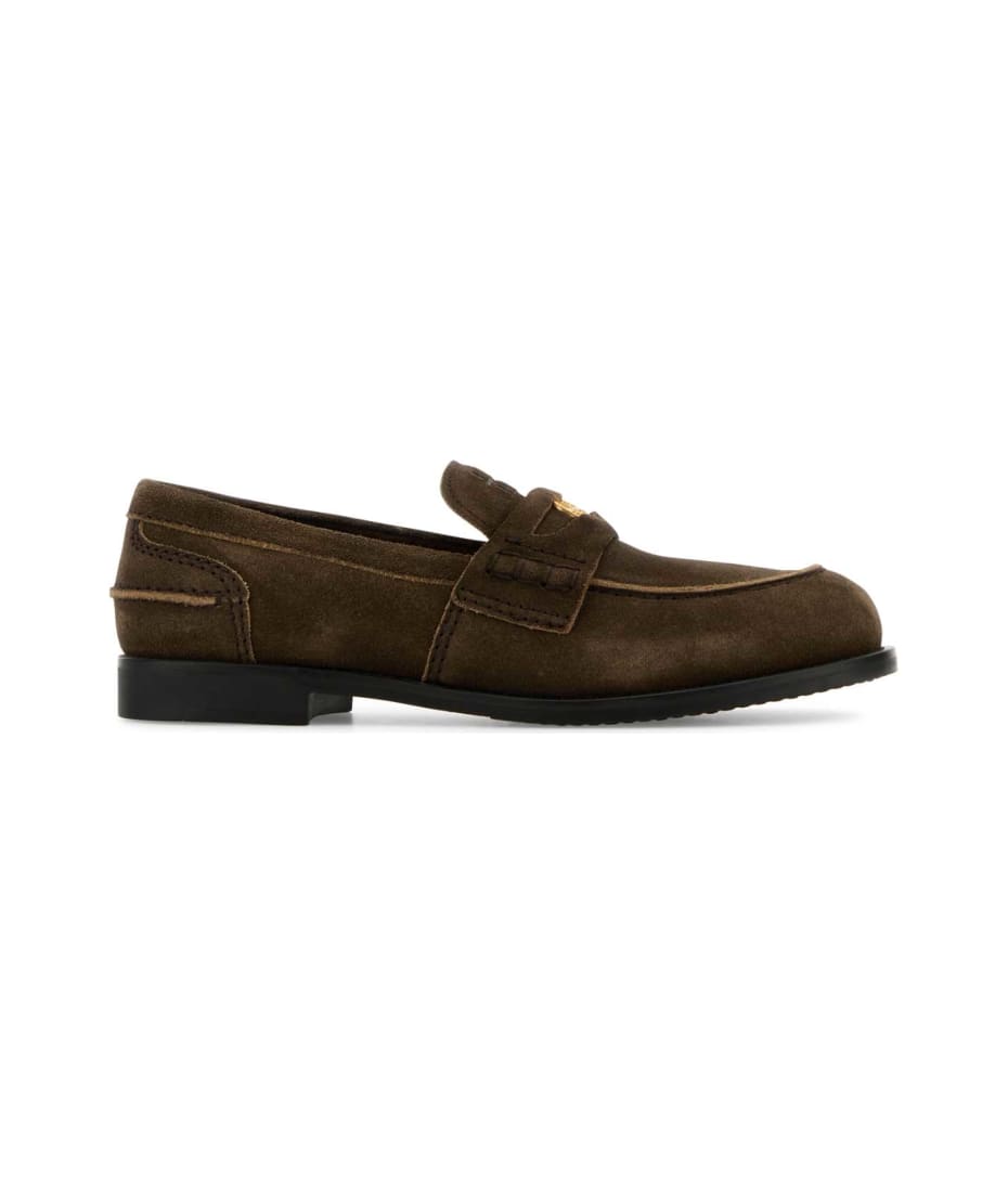 【MIUMIU】モカシン Miu Miu Dark Brown Suede Loafers | italist