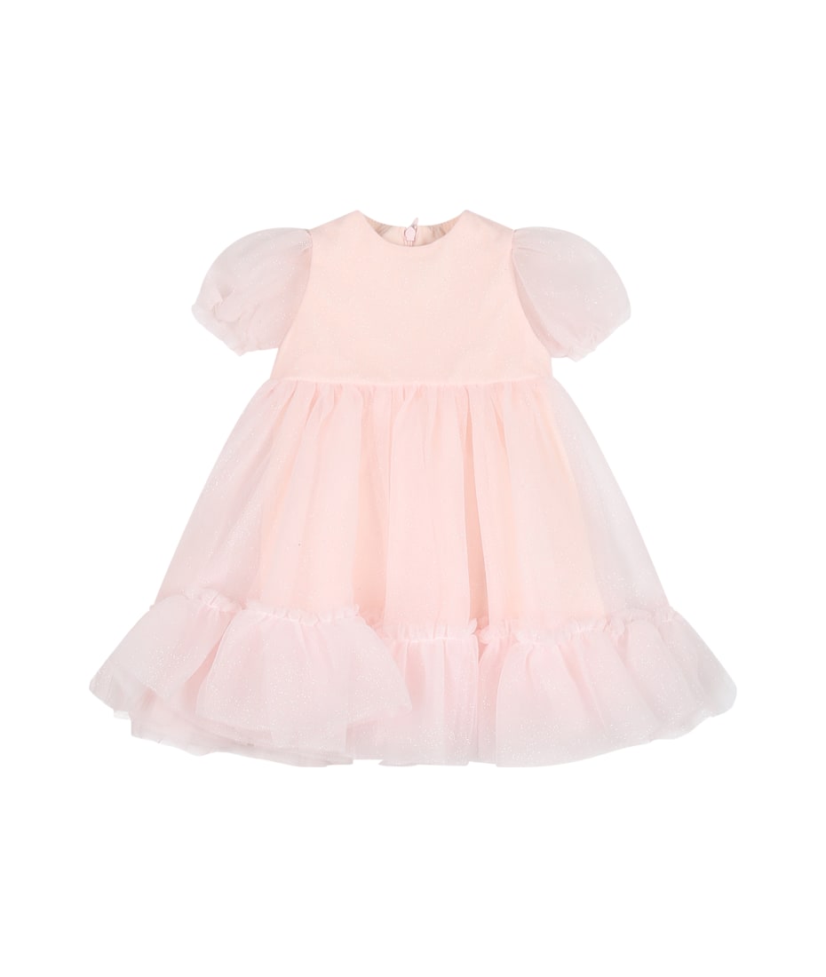 Simonetta Pink Dress For Baby Girl ウェア