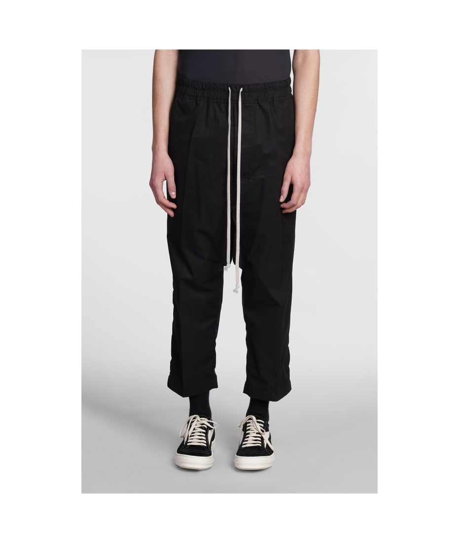 Drawstring Cropped Pants In Black Cotton