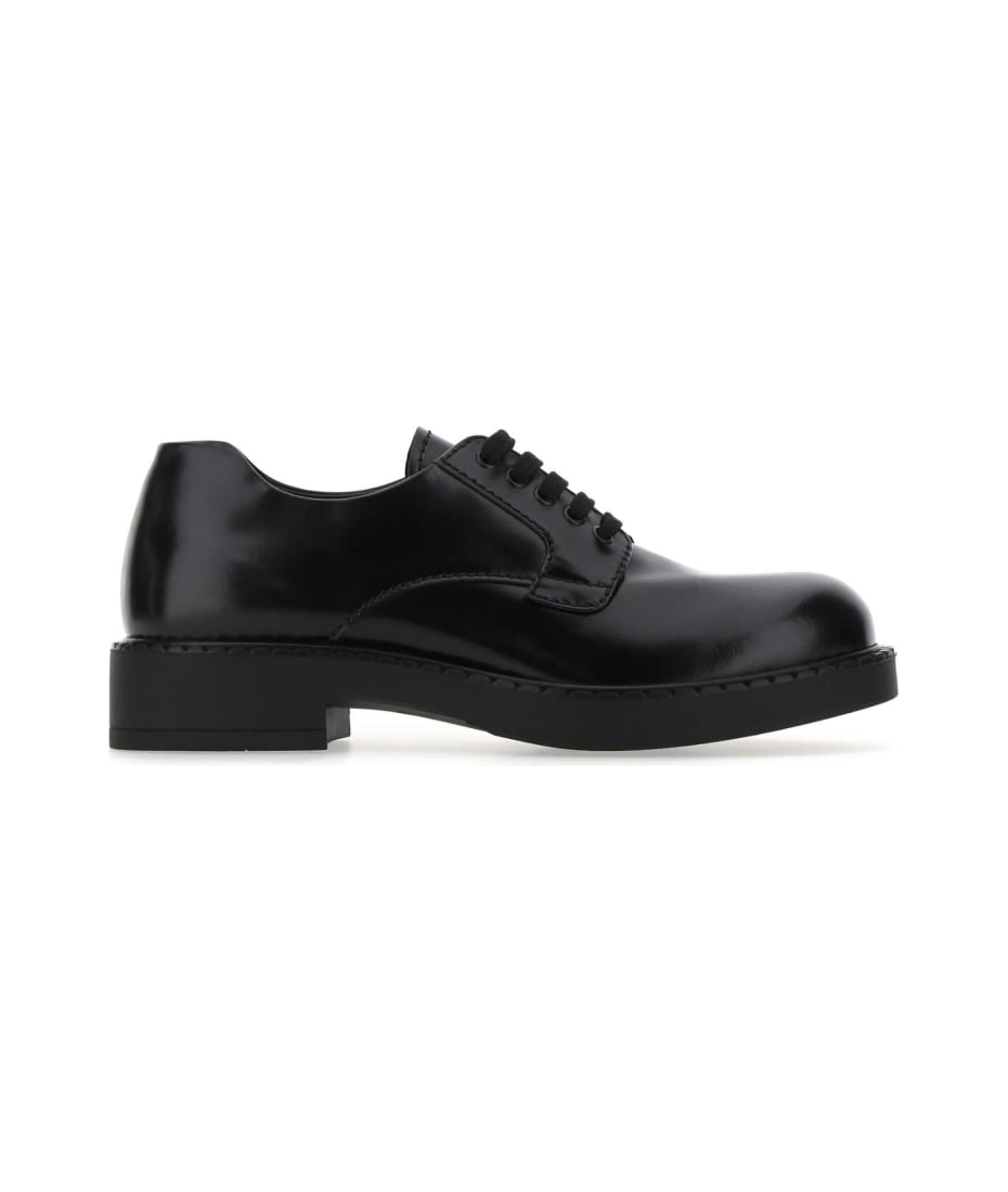 Prada Black Leather Lace-up Shoes | italist