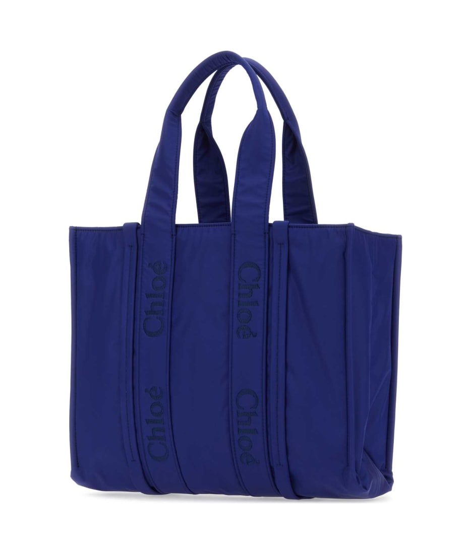 トートバッグ CHLOE Blue Fabric Large Woody Shopping Bag