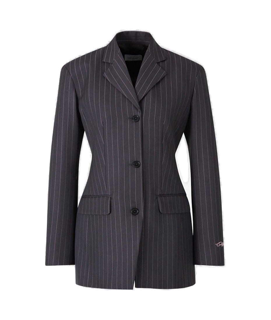 ジャケット Off-White Single-Breasted Grey Pinstripe Jacket Off-White™ Single-breasted grey pinstripe jacket | TheDoubleF