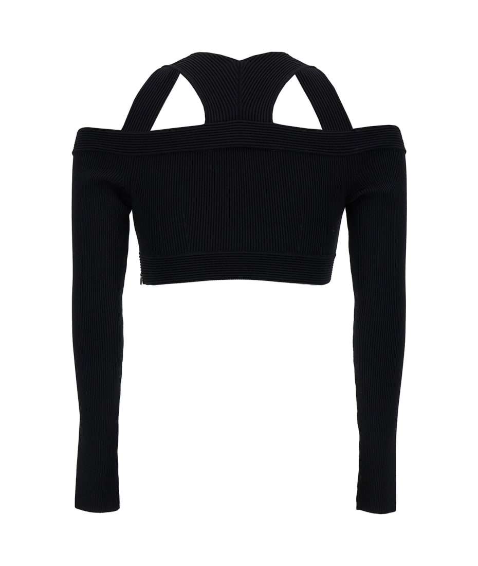 Tシャツ・カットソー alexander mcqueen Off-shoulder cropped top Alexander McQueen Crop Top With Cut-out Shoulders | italist