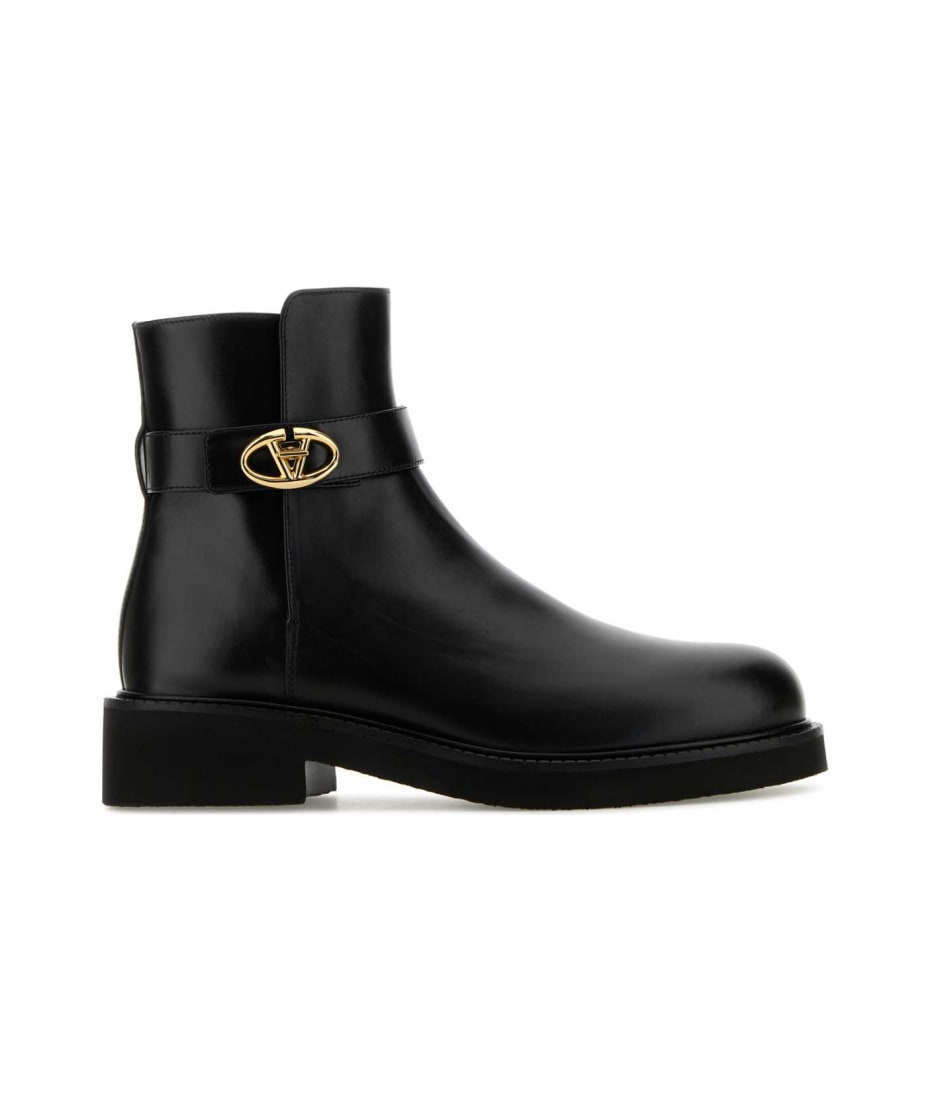 ロングブーツ VALENTINO GARAVANI Black Leather Vlogo Ankle Boots Valentino Garavani Black Leather Vlogo Ankle Boots | italist