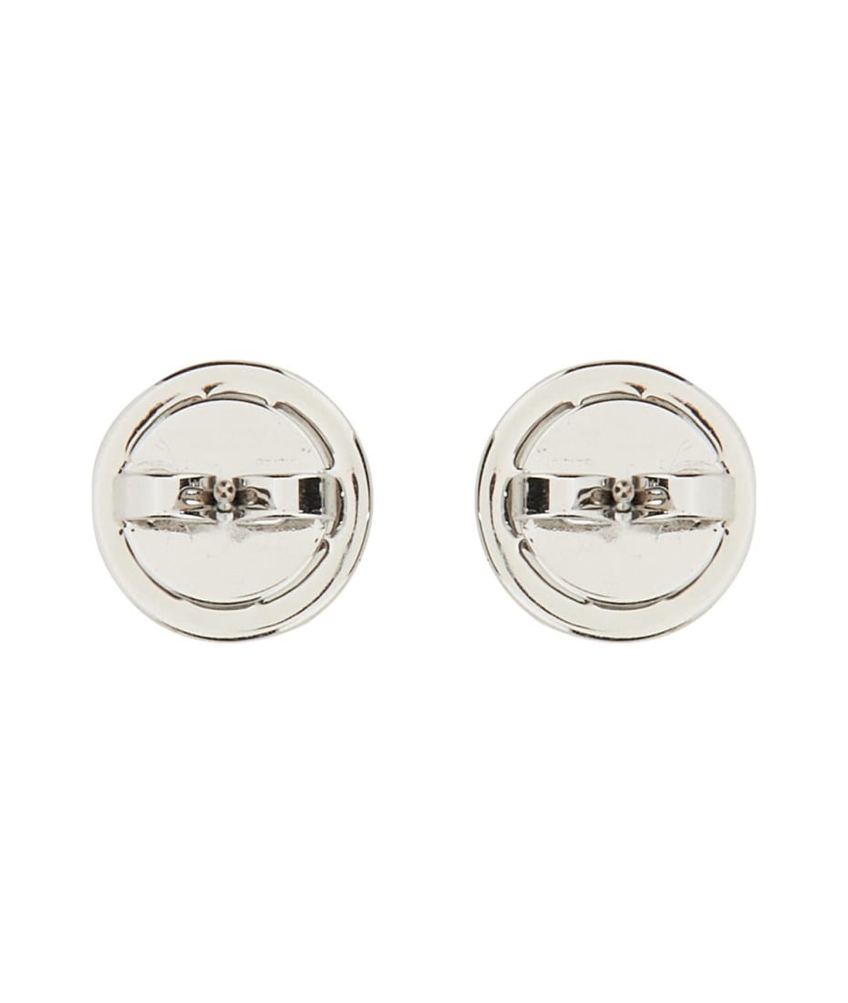 TORY BURCH｜JEWERLY (CRYSTAL LOGO CIRCLE STUD EARRING (5 Tory Burch CRYSTAL LOGO CIRCLE-STUD EARRING | Silver