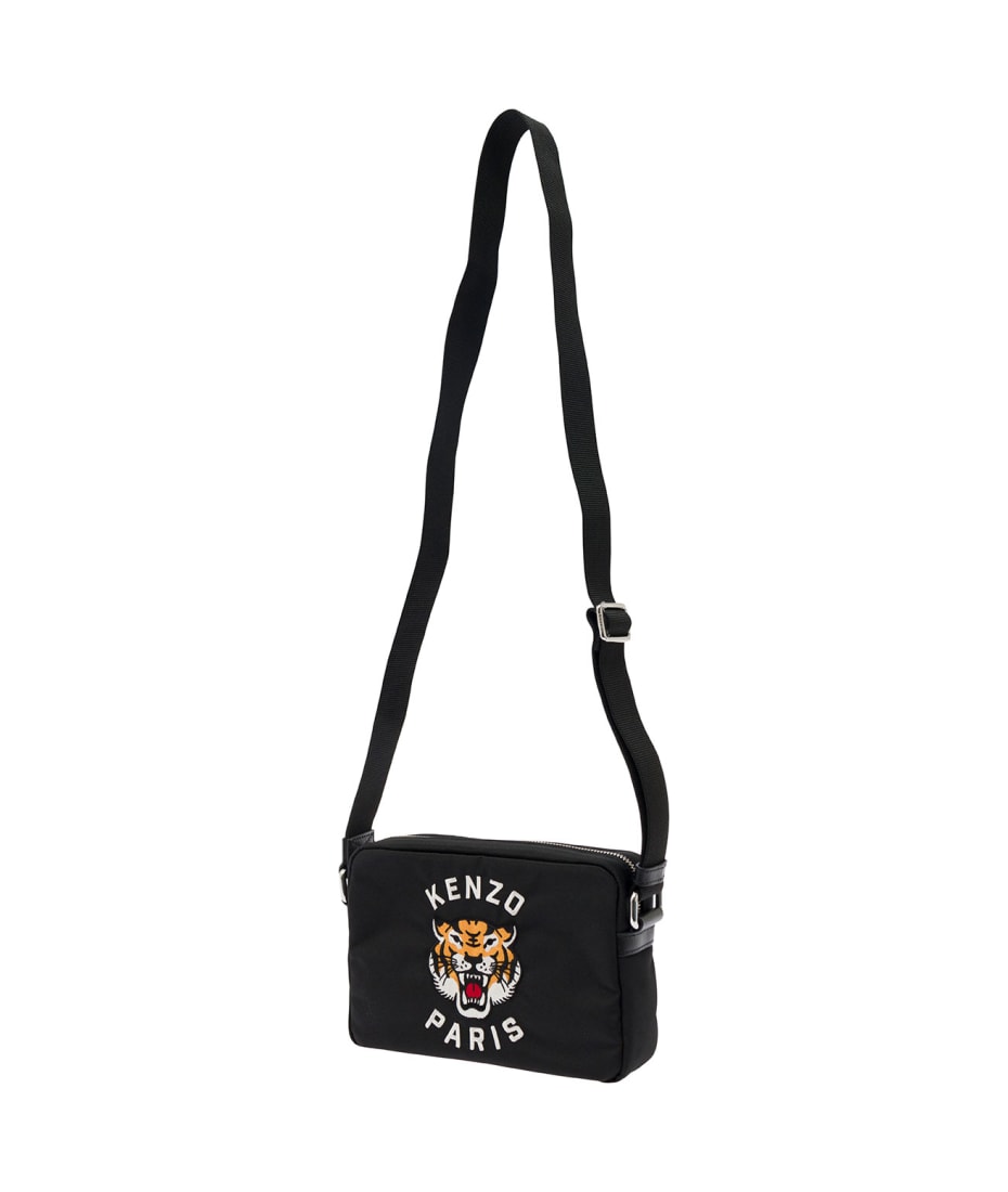 【関税・送料込＊国内発送】'KENZO Varsity' ベルト バッグ kenzo Varsity' Black Crossbody Bag With Tiger Embroidery In