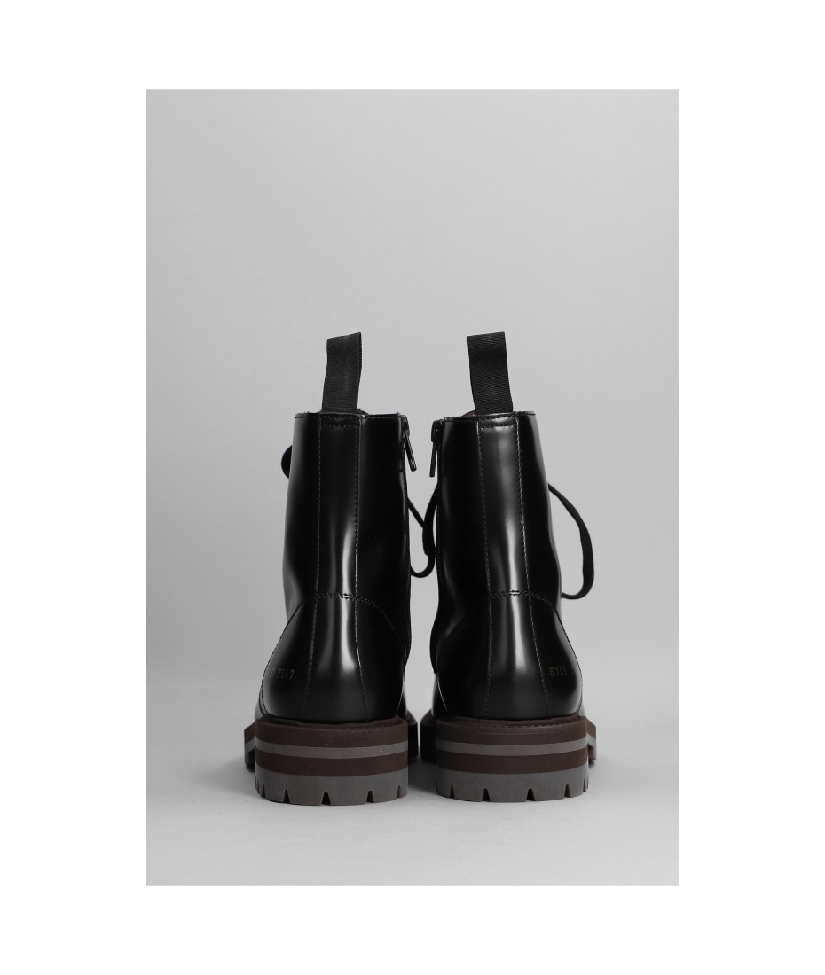 Common Projects Combat Boot Combat Boots In Black Leather - Nero