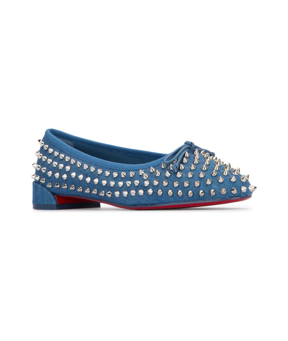 Christian Louboutin Sweetie Jane Spikes Flat Toile Denim/gg