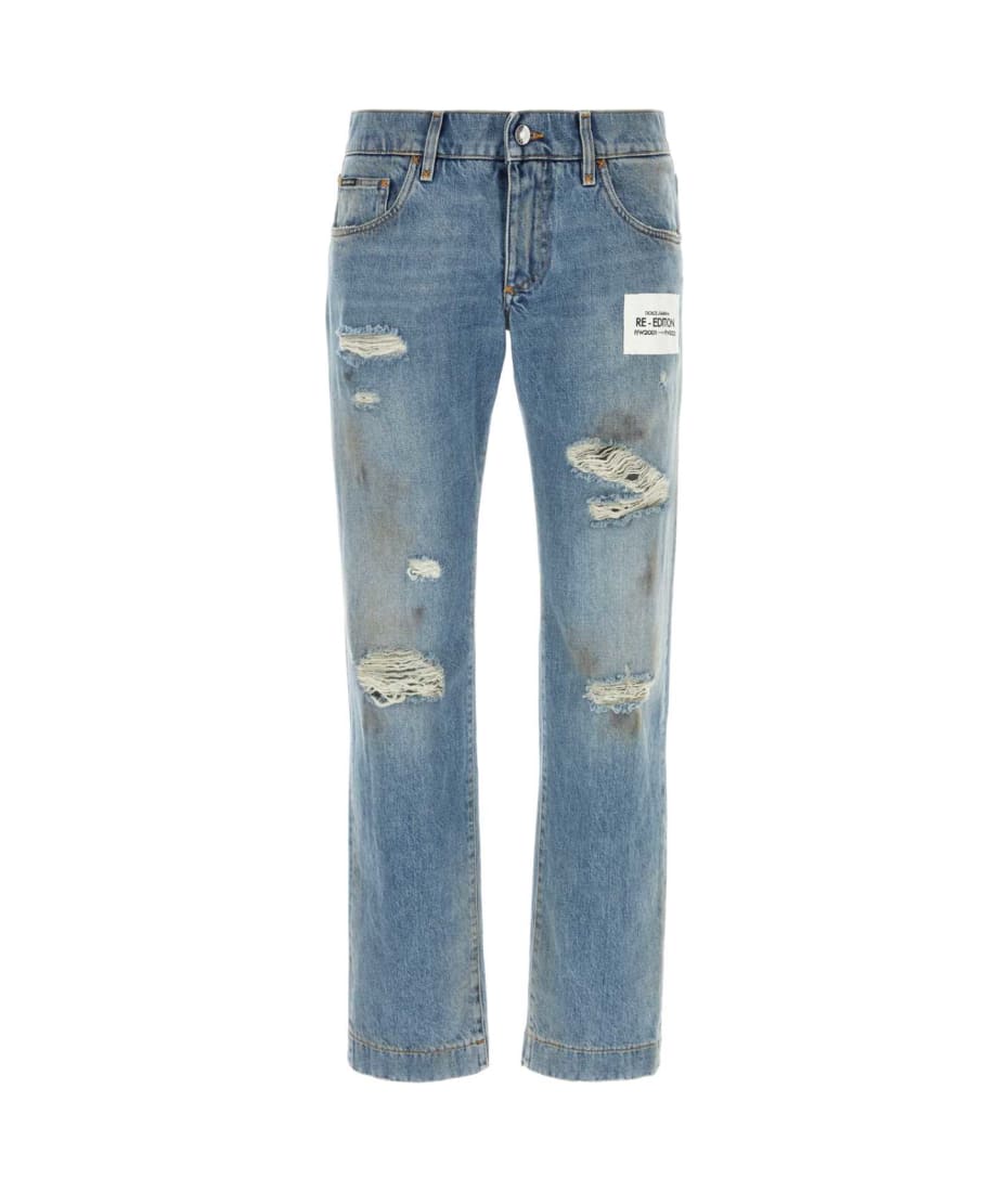 【関税込み】dolce & gabbana DG' jeans Light blue wash loose stretch jeans in Multicolor for Men