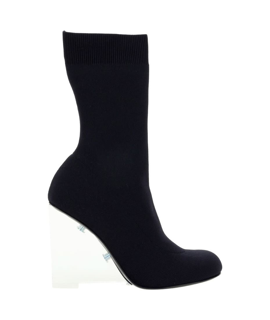 ロングブーツ ALEXANDER MCQUEEN Black Stretch Nylon Ankle Boots Alexander McQueen ALEXANDER MCQUEEN Black Stretch Nylon