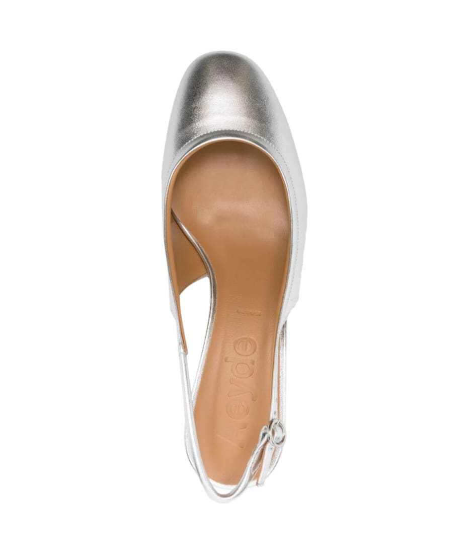 aeyde Romy Laminated Nappa Leather Silver Slingback