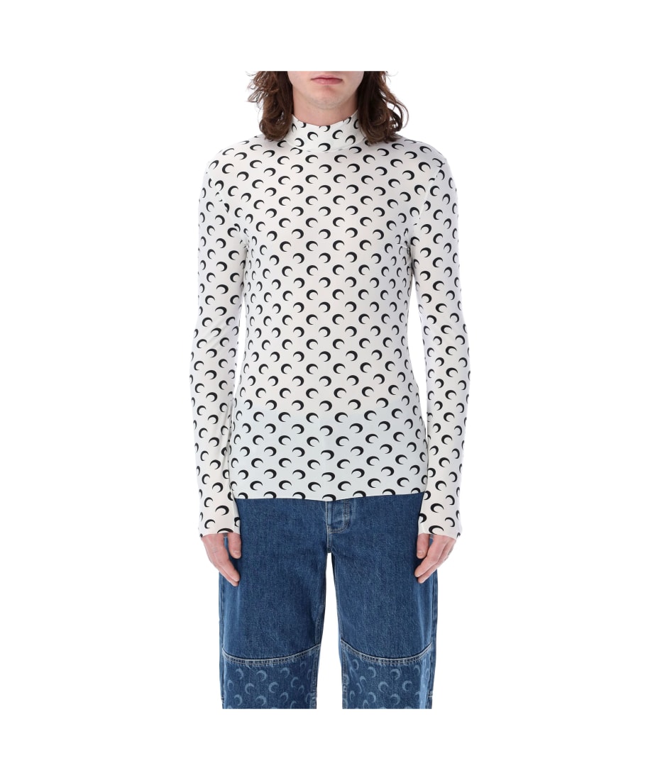 Marine Serre｜ (UJW104ARMET0002 MT51) Moon Printed Jersey Second Skin Tube Top • Marine Serre