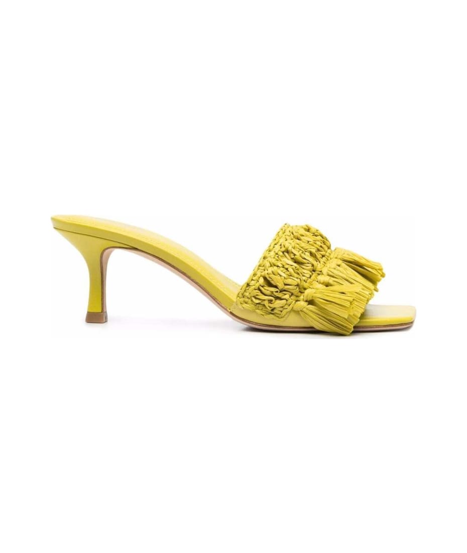 yellow leather mules