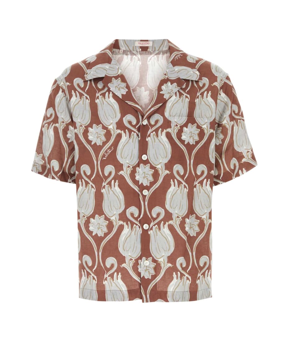 Tシャツ・カットソー VALENTINO FW24 Printed linen shirt (5V3AAA90AD7 ZAG) Valentino Garavani Printed Linen Shirt | italist