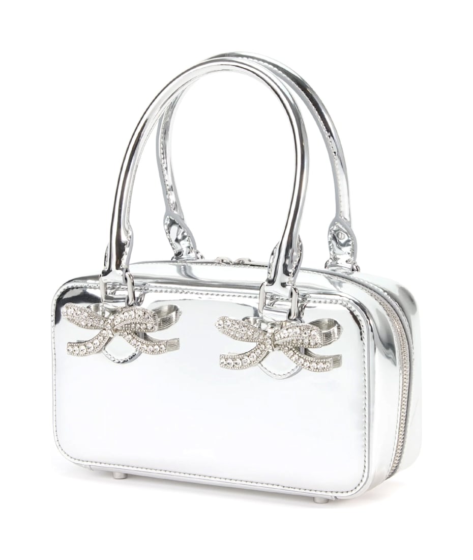 トートバッグ SELF PORTRAIT 'llic Silver Leather Mini Tote' handbag Metallic Silver Leather Mini Tote Bag – self-portrait
