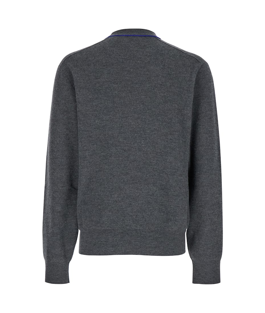 【送料&関税込】Burberry Grey Crewneck Sweater With Ekd Logo Burberry Grey Crewneck Sweater With Ekd Logo Detail On The