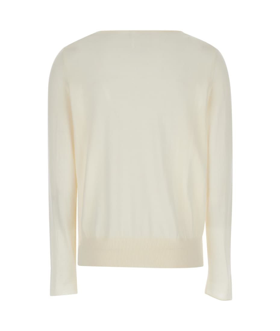Allude Cream Pullover With Boat Neckline In Wool Woman - White