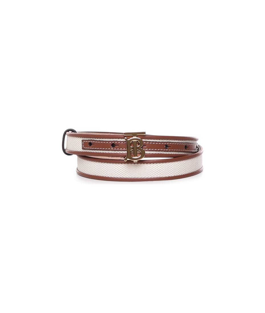 BURBERRY｜ (Canvas and Leather TB Belt (8044267)) Burberry Tb Belt In Canvas And Leather | italist