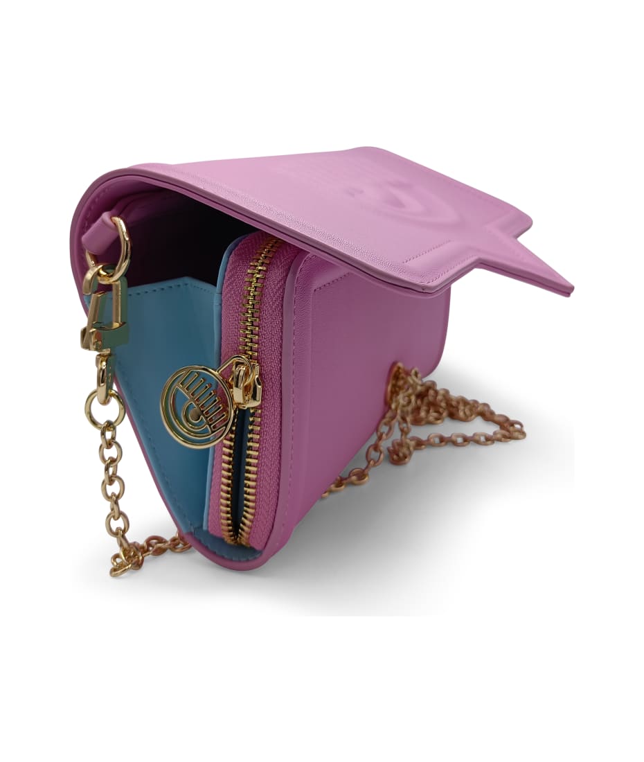 Chiara Ferragni Eyelike Chain-linked Clutch Bag in Purple