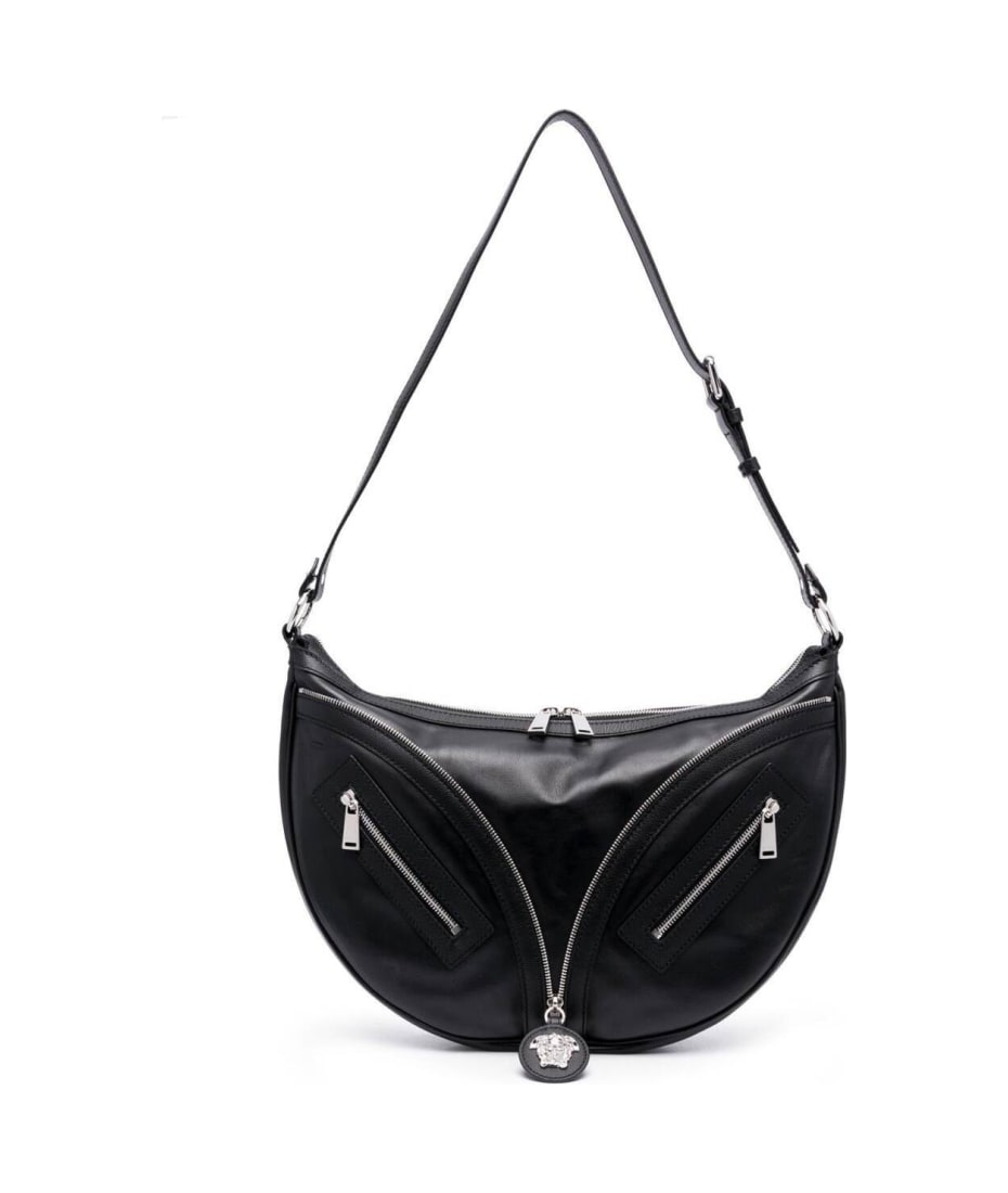 Versace La Medusa Charm Bucket Shoulder Bag Black