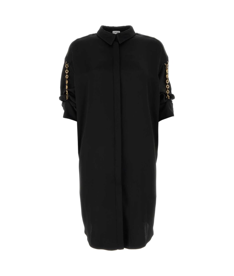 ワンピース LOEWE BLACK SATIN SHIRT DRESS Loewe Black Satin Shirt Dress | italist