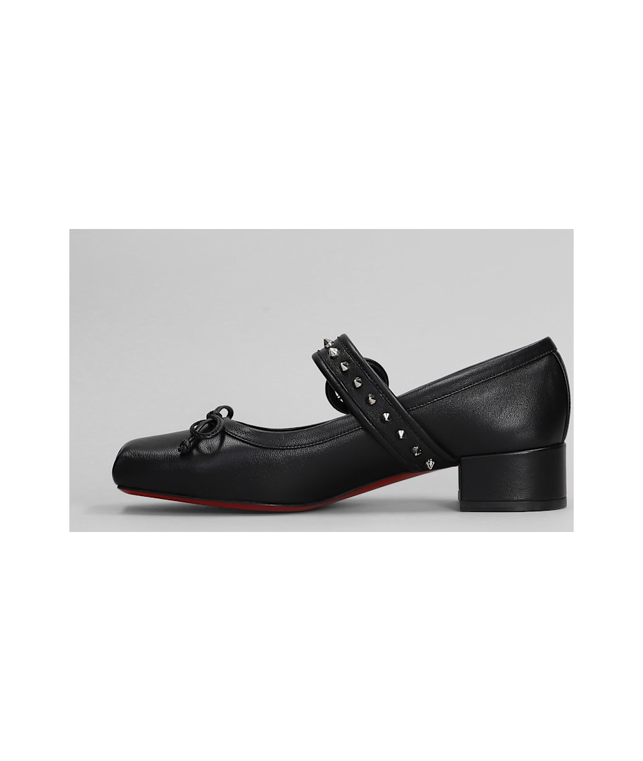 Mamastrapita Spike30 Ballet Flats In Black Leather