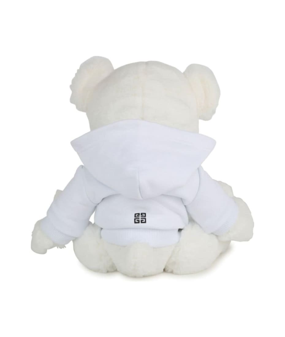 Givenchy Whiyte Teddy Bear With 4g And Logo Print In Cruelty-free Fur Boy - White