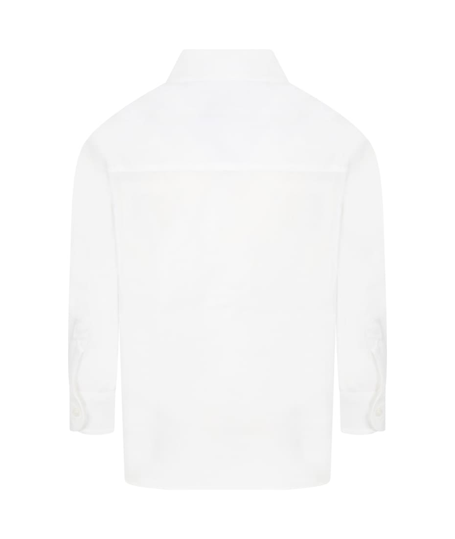 Balmain White Shirt For Kids With Logo - Ne