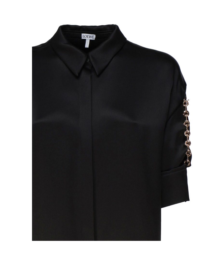 ワンピース LOEWE Black Satin Shirt Dress Loewe Black Satin Shirt Dress | italist