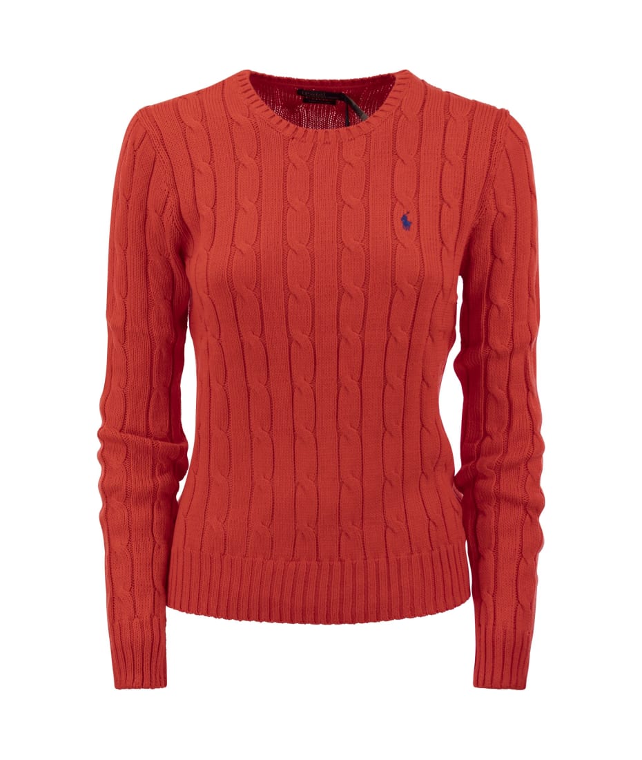 ★★POLO RALPH LAUREN★★ W Slim Fit Cable Knit Sweater Crea POLO RALPH LAUREN Slim-Fit Cable-Knit Wool and Cashmere