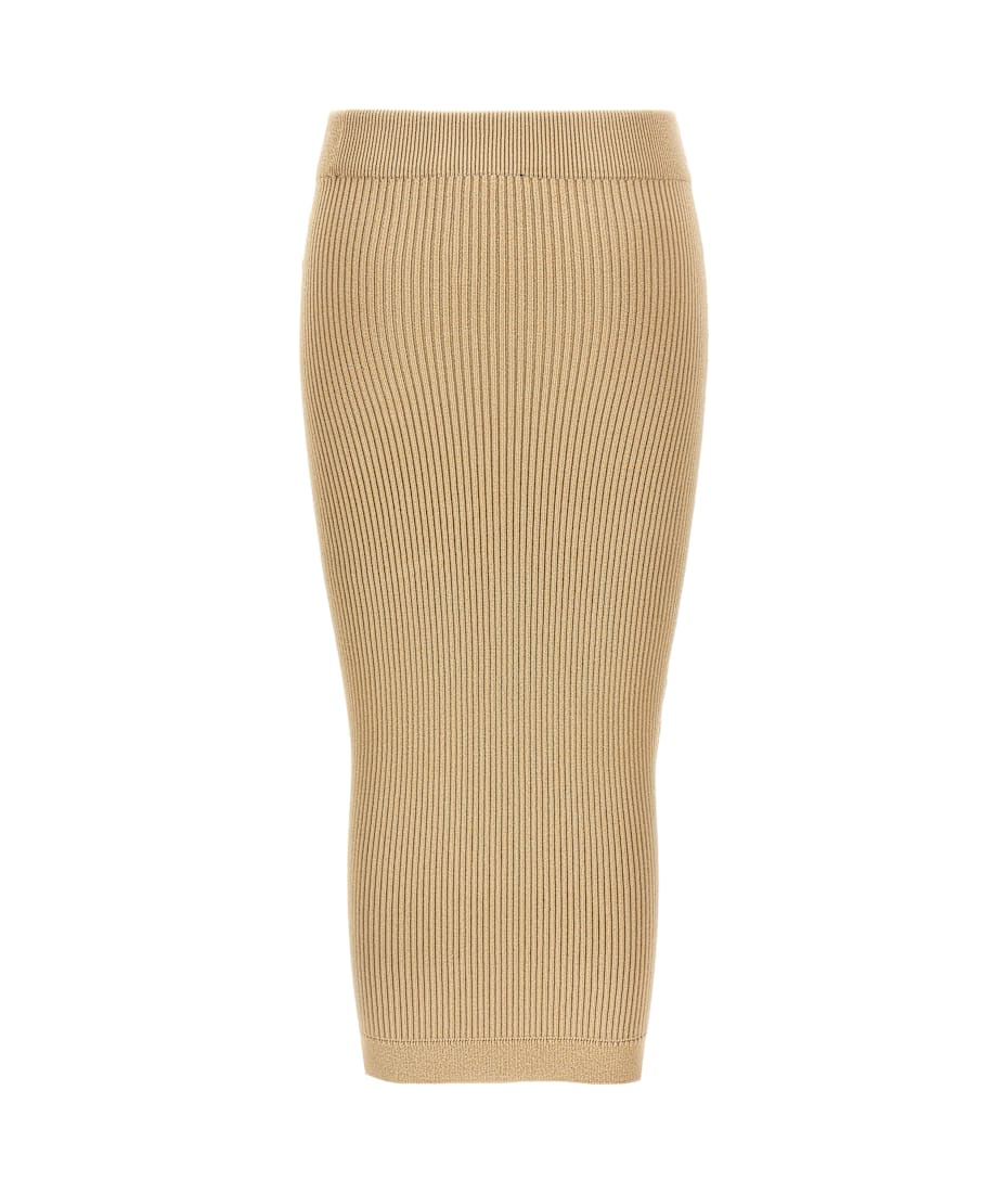 スカート BALMAIN SS25 KNITTED MIDI SKIRT (EF1LD022KI10 0PA) Midi skirt in a plain ribbed knit - Women | BALMAIN