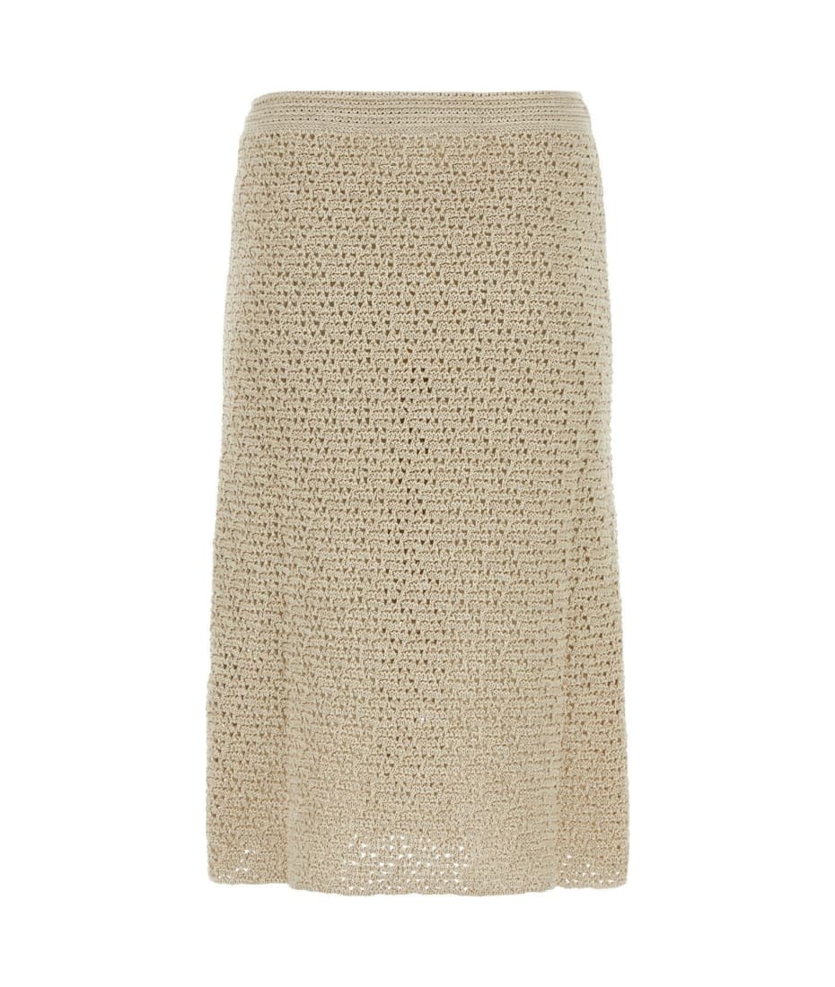 スカート BOTTEGA VENETA SKIRT (782282V3WM0 9227) Bottega Veneta Wool Pleated Midi Skirt Mustard Yellow