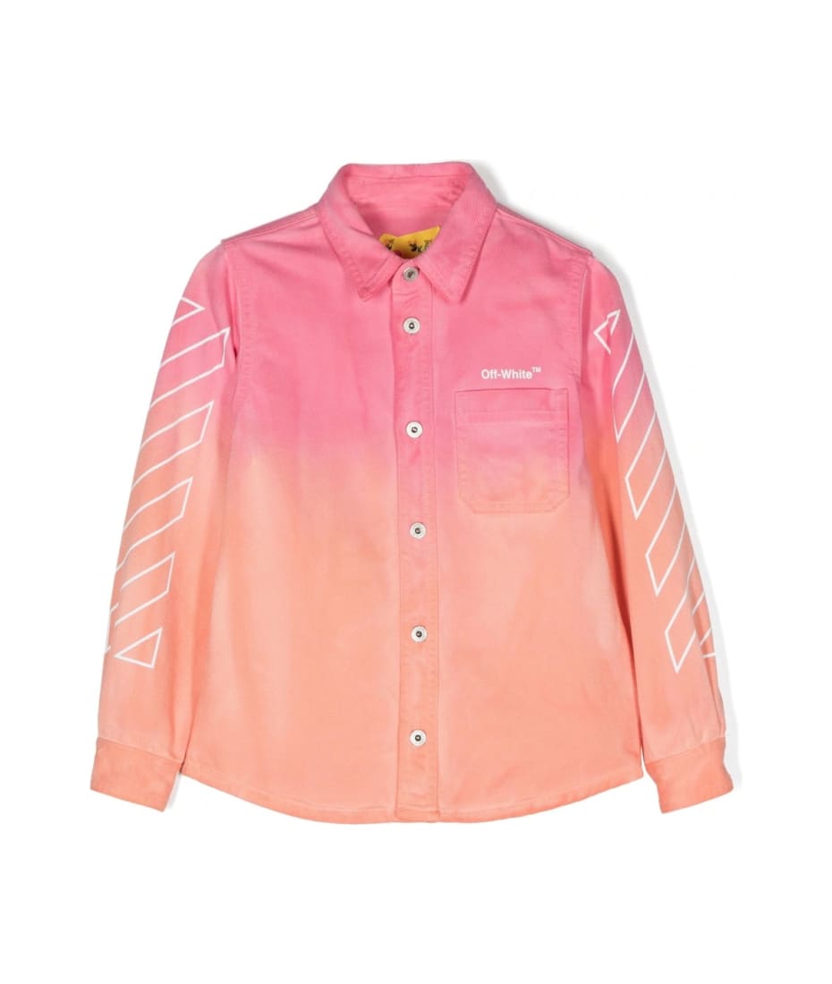 Off-White Pink Tie Dye Shirt With Logo, Diag And Arrows シャツ