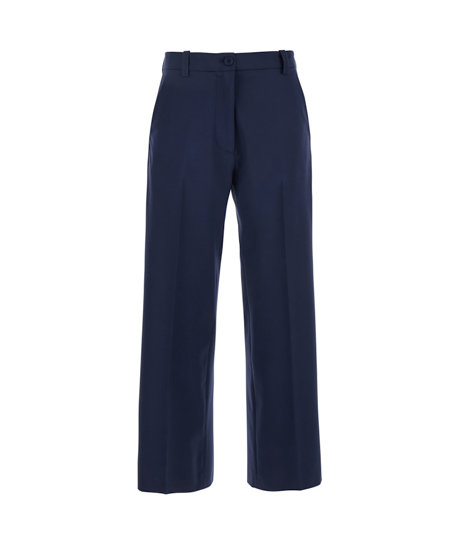 パンツ SEMI COUTURE Women Straight Pants Y5SI15PL K92 BLUE SEMICOUTURE Blue Tailored Pants With Straight Leg In Viscose