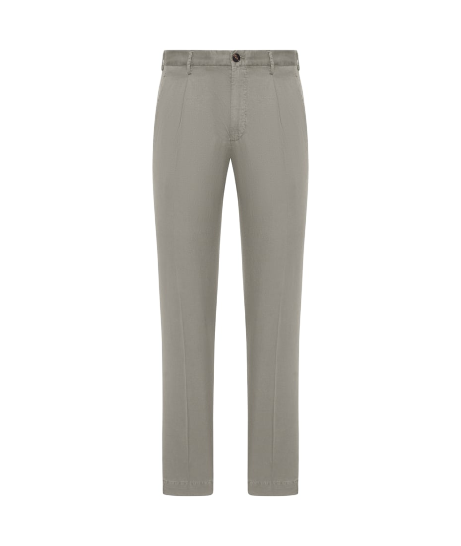 Incotex Chino Trousers With Linen And Cotton Pleats