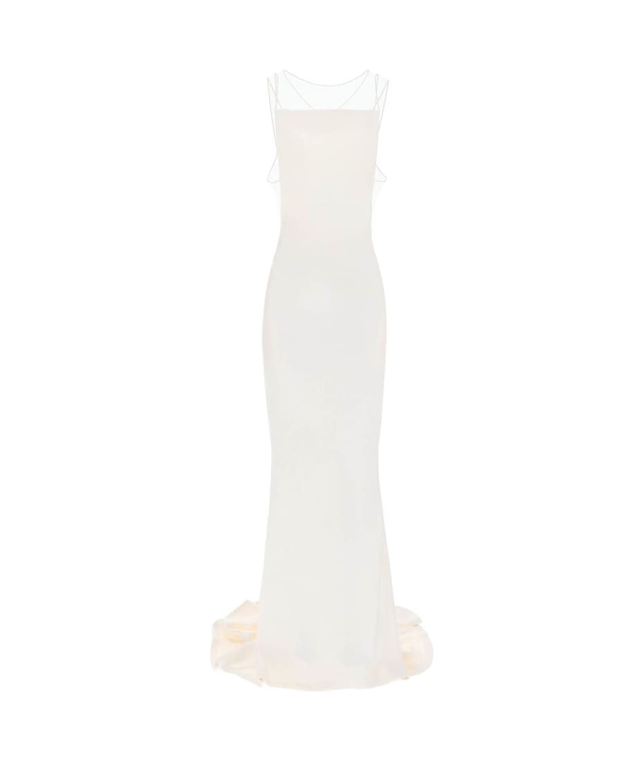 パーティードレス MAISON MARGIELA hammered satin gown SI0CT0001 S49465 Ivory Hammered Satin Flared Maxi Dress | Maison Margiela