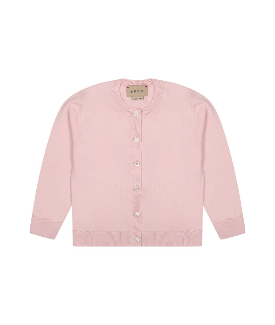 Gucci Pink Cardigan For Baby Girl With Logo italist, ALWAYS LIKE