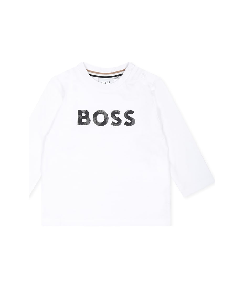 Hugo Boss White T shirt For Baby Boy With Logo italist ALWAYS LIKE A SALE