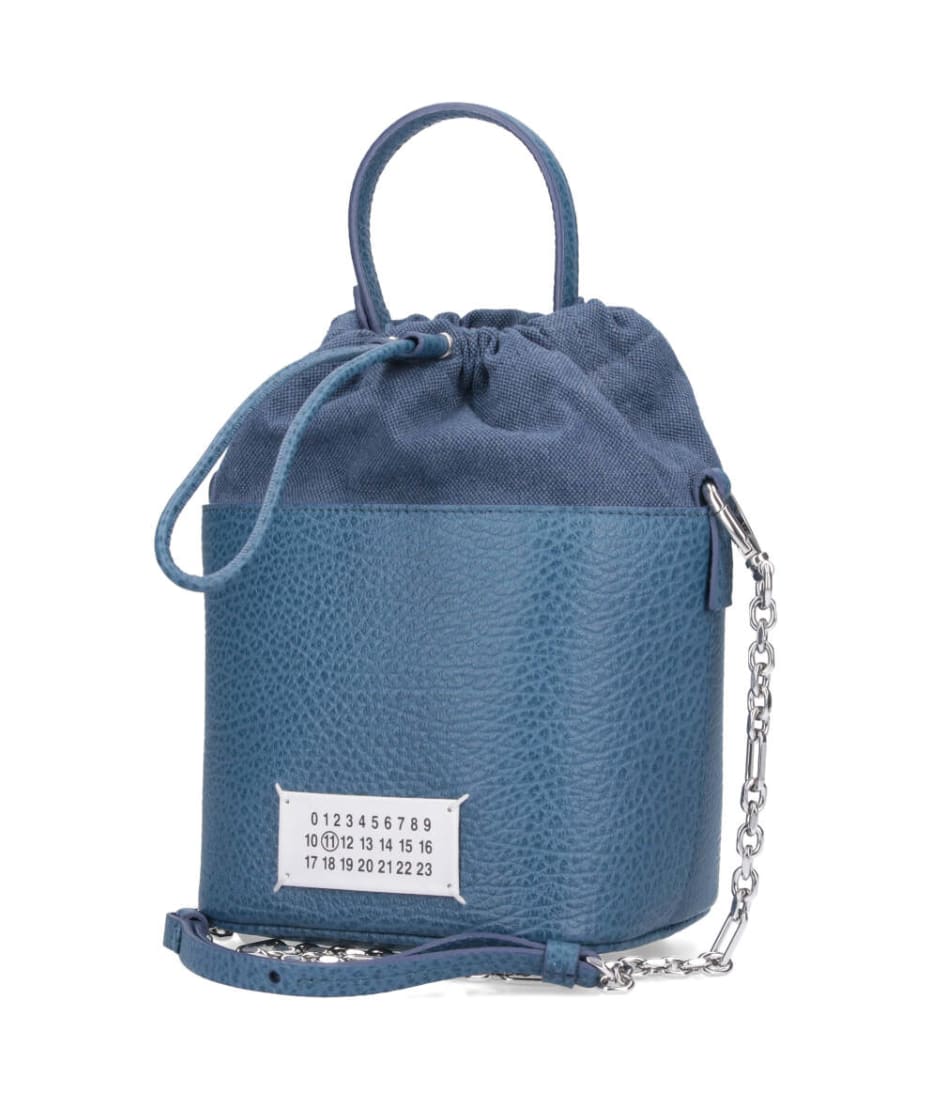 ショルダーバッグ・ポシェット MAISON MARGIELA LIGHT BLUE LEATHER AND FABRIC 5AC BUCKET BAG Maison Margiela Light Blue Leather And Fabric 5ac Bucket Bag